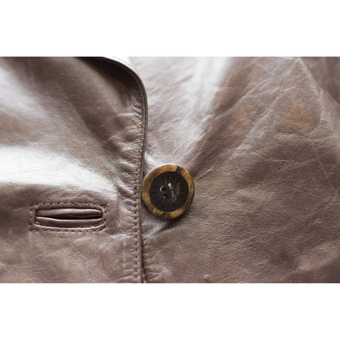 Roberto Cavalli Brown Distressed Leather Button Front Blazer Jacket size S - 5