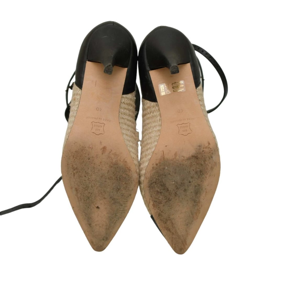 Isabel Marant Gava Beige Raffia Black Leather Ankle Cuff Heel Pumps Shoes 40 - 5