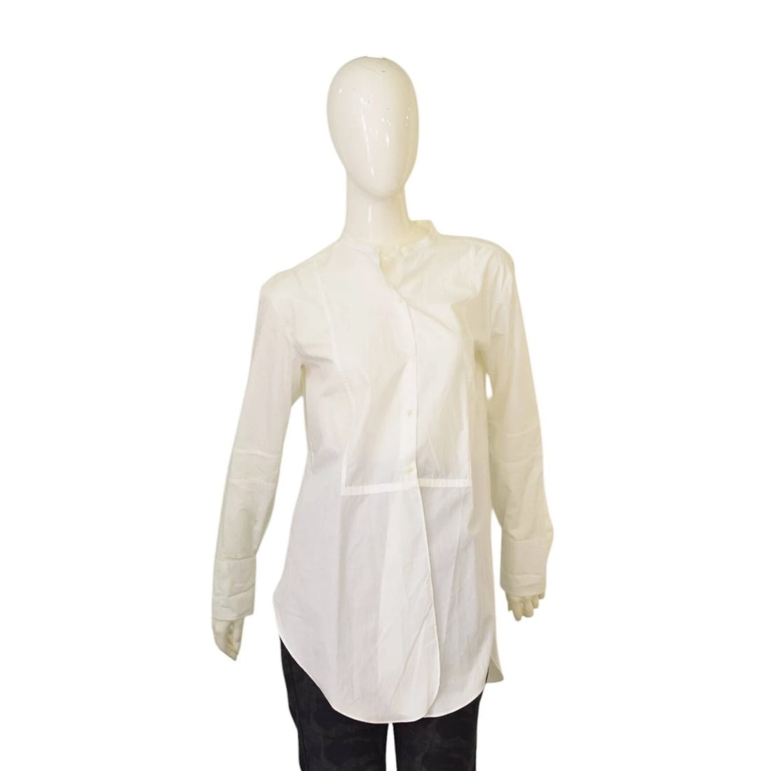 Helmut Lang White Cotton Collarless Button Shirt Top size L (1 of 9)