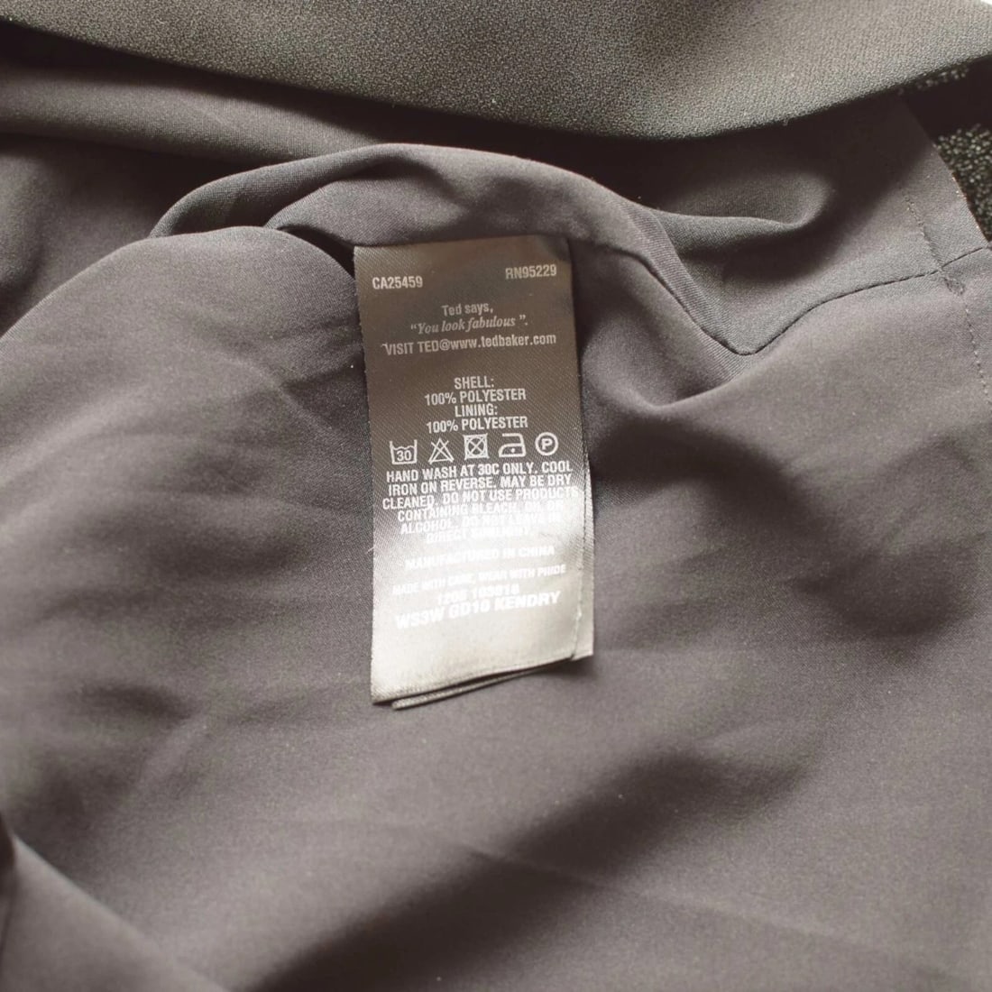 Ted Baker Black Long Sleeve Polyester Mini Short Length Dress size 0 - 4