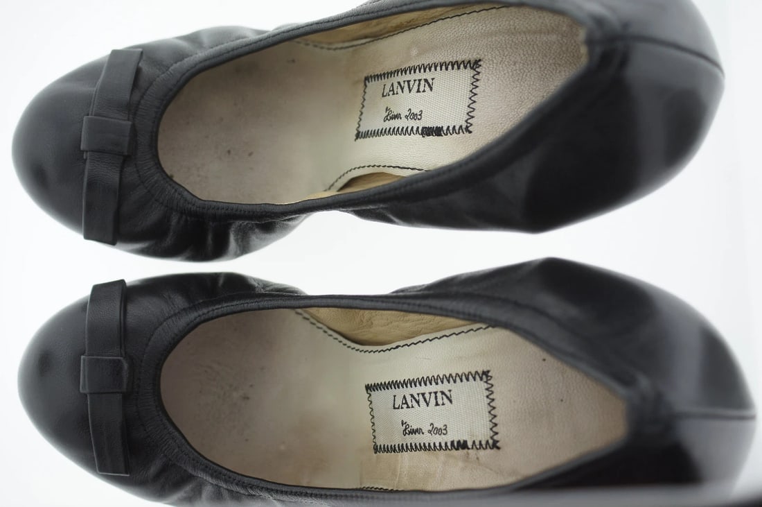 LANVIN MADE IN FRANCE 2003 HEELS PUMP SHOES CLASSY STYLISH BLACK LEATHER 40 - 2
