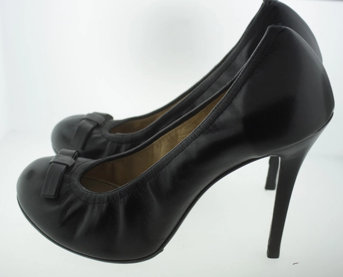LANVIN MADE IN FRANCE 2003 HEELS PUMP SHOES CLASSY STYLISH BLACK LEATHER 40 - 5