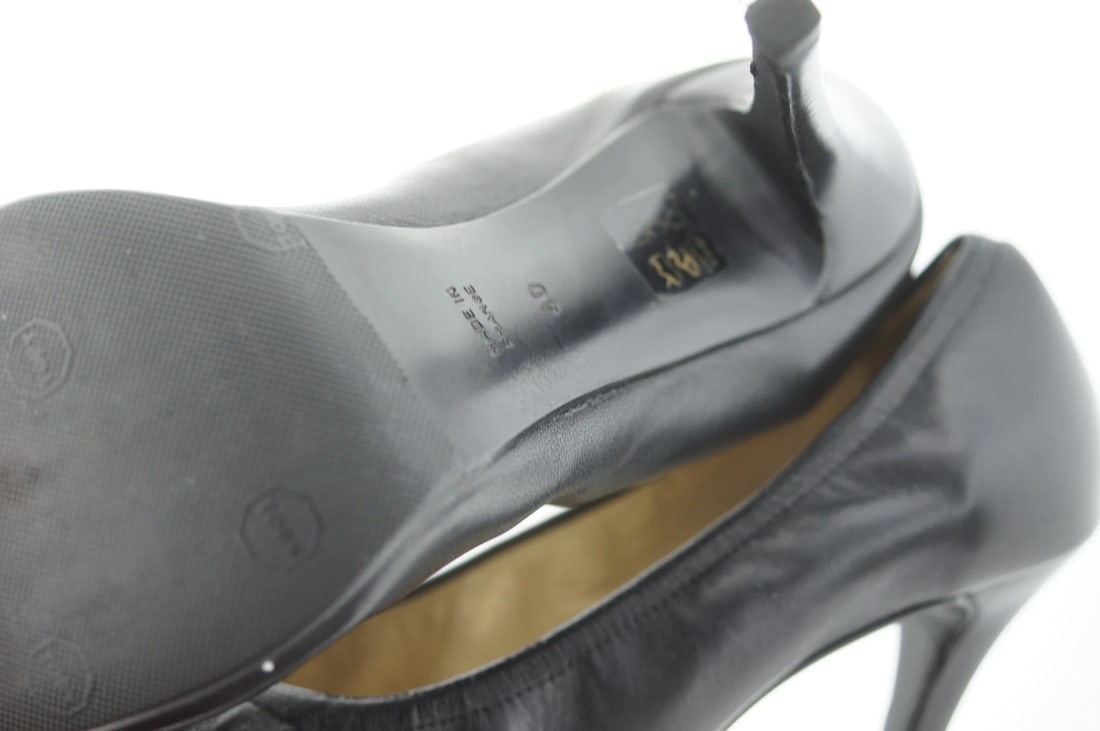 LANVIN MADE IN FRANCE 2003 HEELS PUMP SHOES CLASSY STYLISH BLACK LEATHER 40 - 7