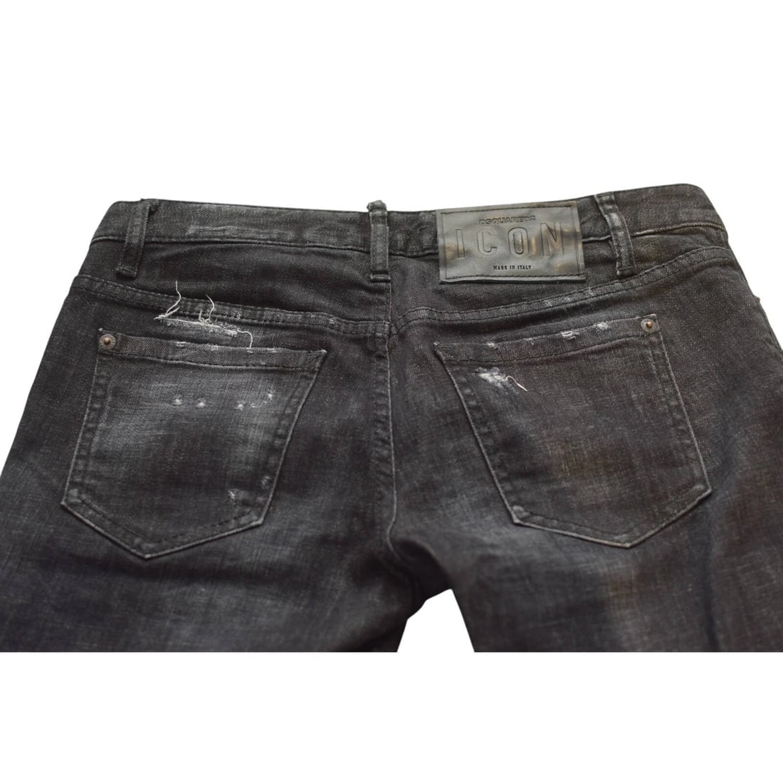 Dsquared2 Black Gray "Icon" Denim Crop Distressed Slim Trousers Pants size 40 - 4