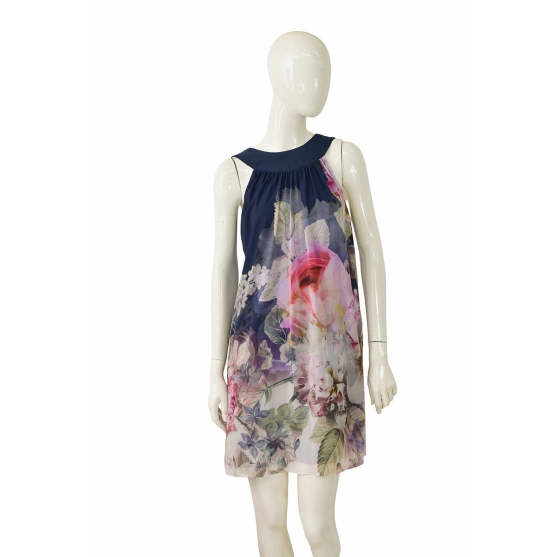 Ted Baker Blue & Floral Sleeveless Mini Short Length Dress size 2 (1 of 9)