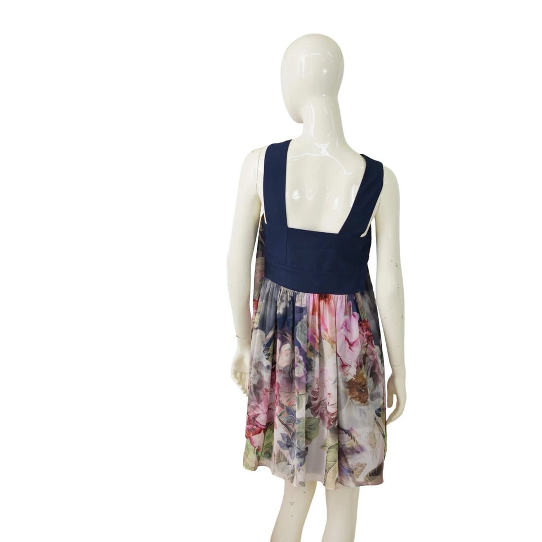 Ted Baker Blue & Floral Sleeveless Mini Short Length Dress size 2 - 2