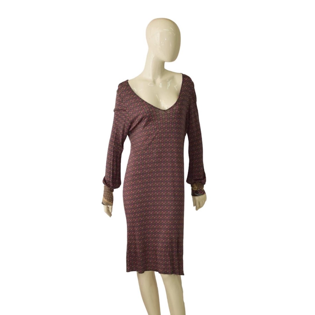 Laleh Fayaz Purple Pink Paisley Multicolor Long Sleeve Knee Dress (1 of 4)