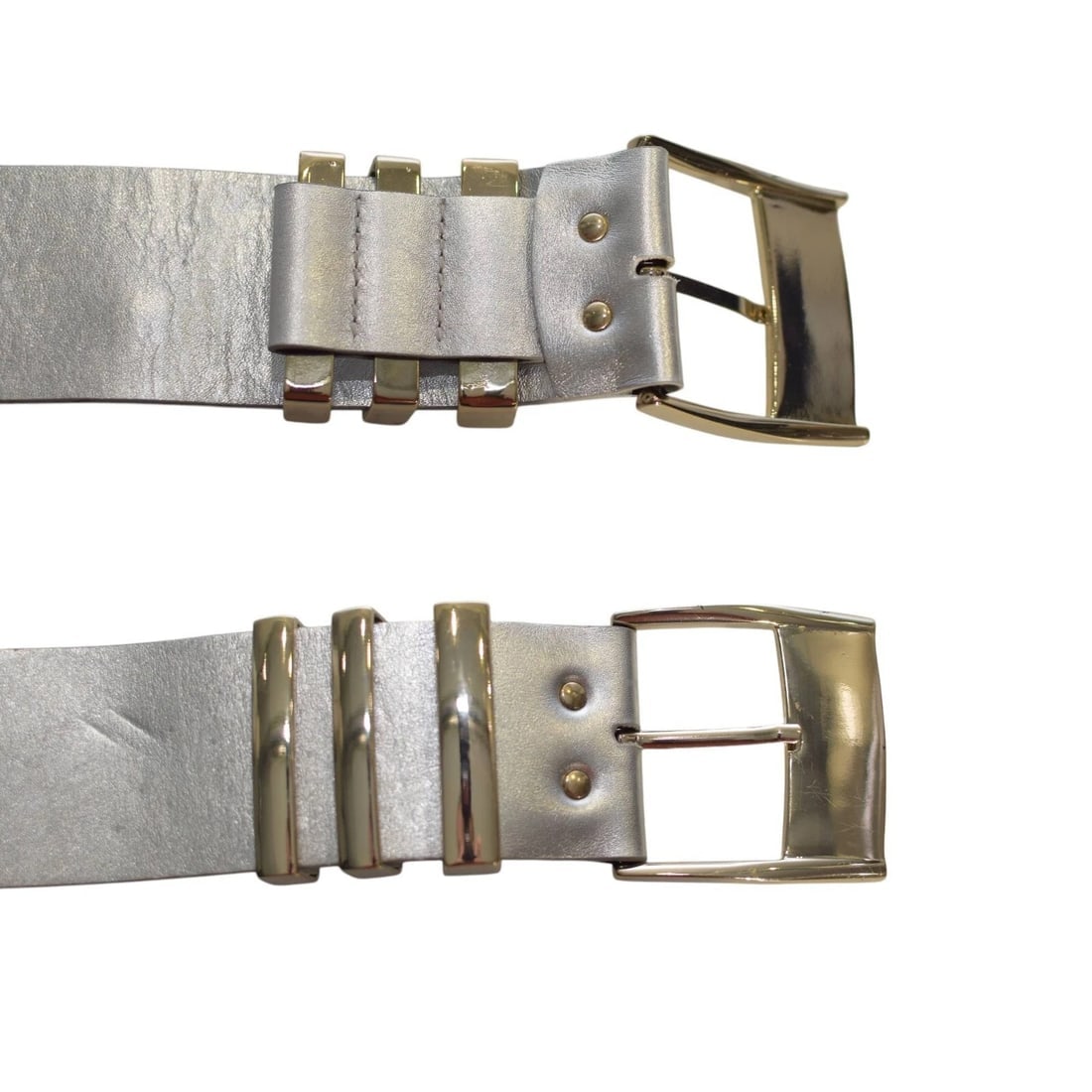 Versace for H&M Silver Color Leather Waist Belt size S - 3