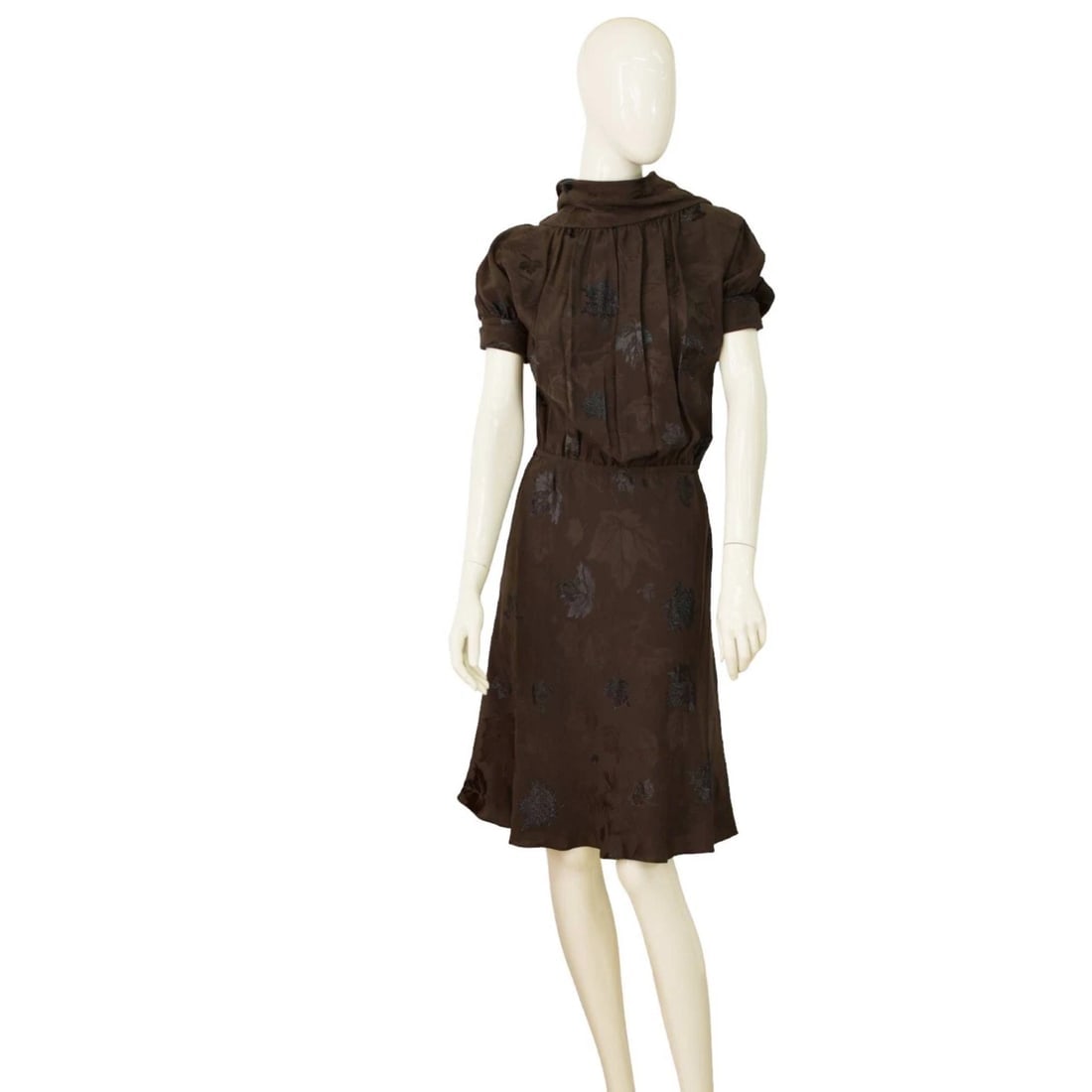 DSquared2 D2 Brown Devore Silk Leaves & Logo Pattern Knee Dress size 40: Title:DSquared2 D2 Brown Devore Silk Leaves & Logo Pattern Knee Dress size 40 Description:DSquared DS2 Sleeveless Black Wool Knit Elasticated Mini Dress size M w. Zippers DSquared2 D2 Brown Devore Sil