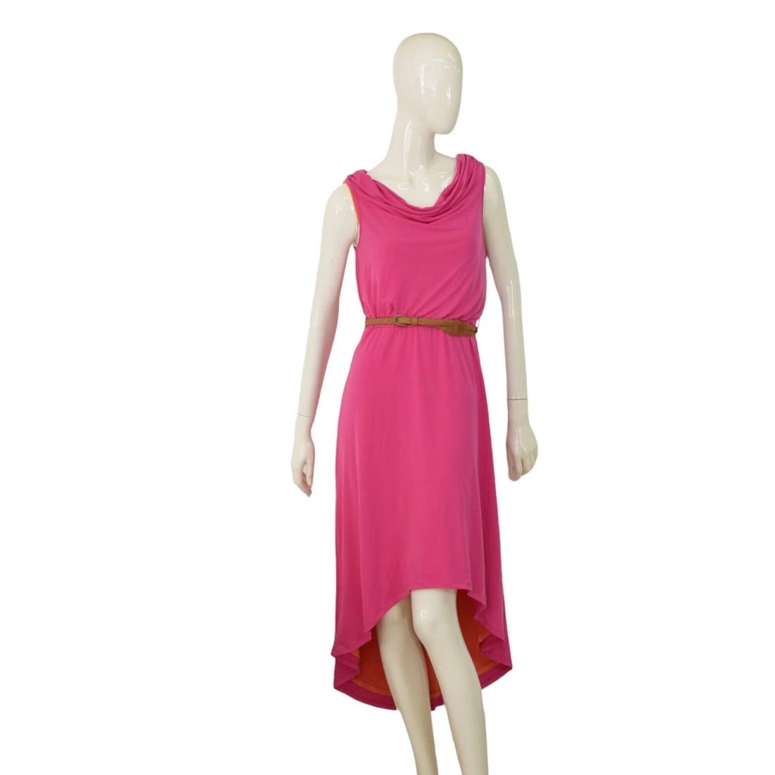 Calvin Klein Pink Fuchsia Sleeveless Asymmetric Belted Summer Dress size 2 (1 of 6)