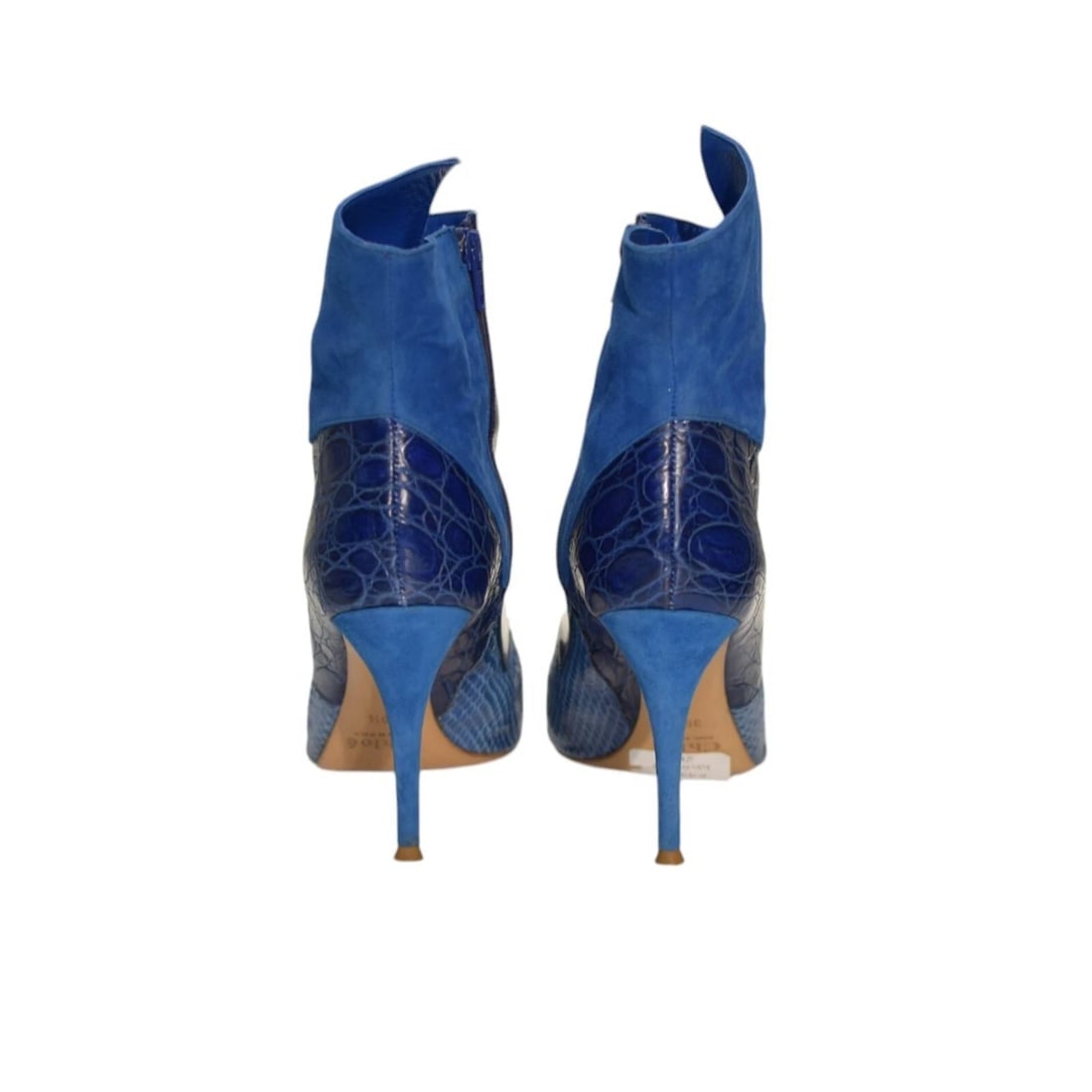 Chloe Electric blue pointed toe leather & suede ankle boots embossed 39,5 - 3