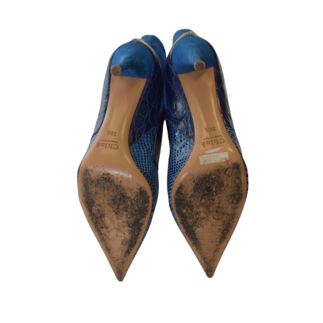 Chloe Electric blue pointed toe leather & suede ankle boots embossed 39,5 - 6