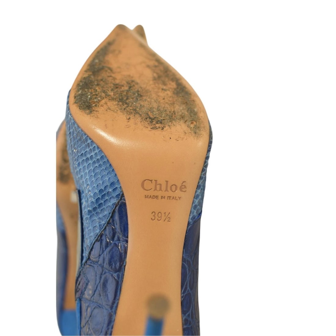 Chloe Electric blue pointed toe leather & suede ankle boots embossed 39,5 - 8