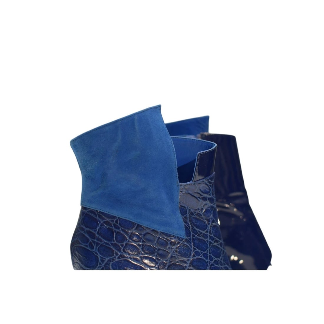 Chloe Electric blue pointed toe leather & suede ankle boots embossed 39,5 - 9
