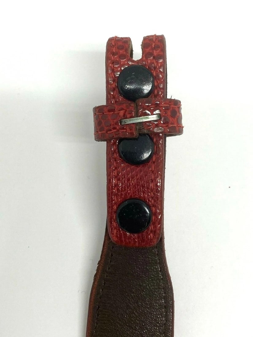 STYLISH AUTHENTIC STAMPED BARRY KIESELSTEIN CORD NEW YORK RED SNAKE BELT C.1990 - 4