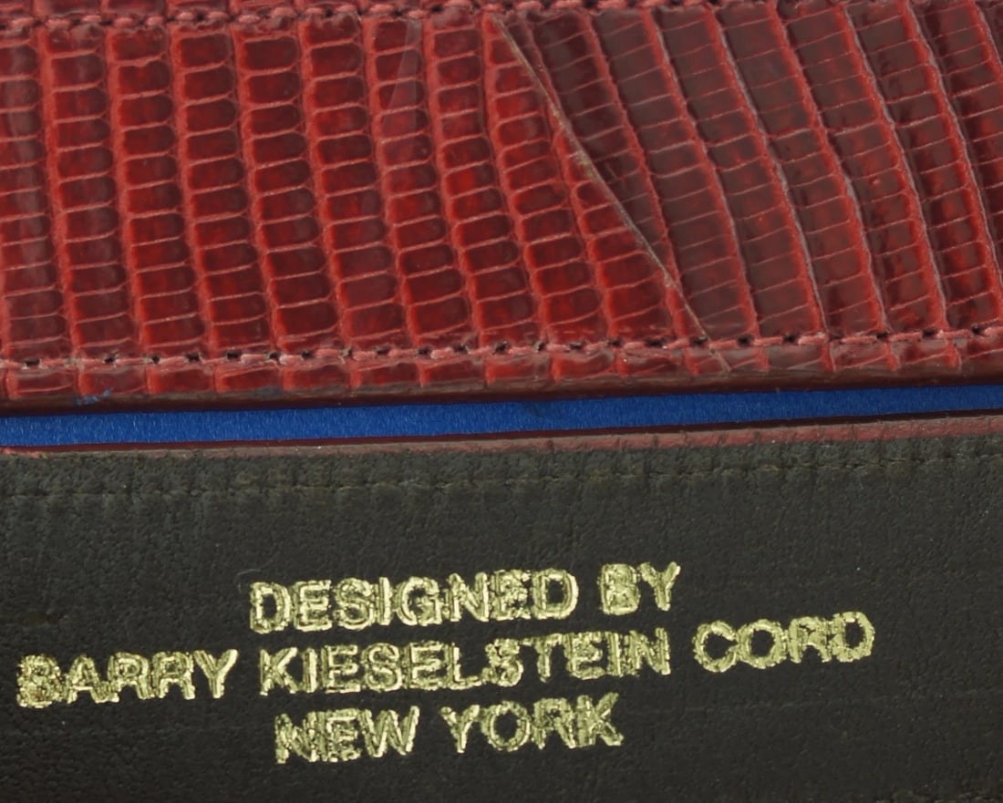 STYLISH AUTHENTIC STAMPED BARRY KIESELSTEIN CORD NEW YORK RED SNAKE BELT C.1990 - 5