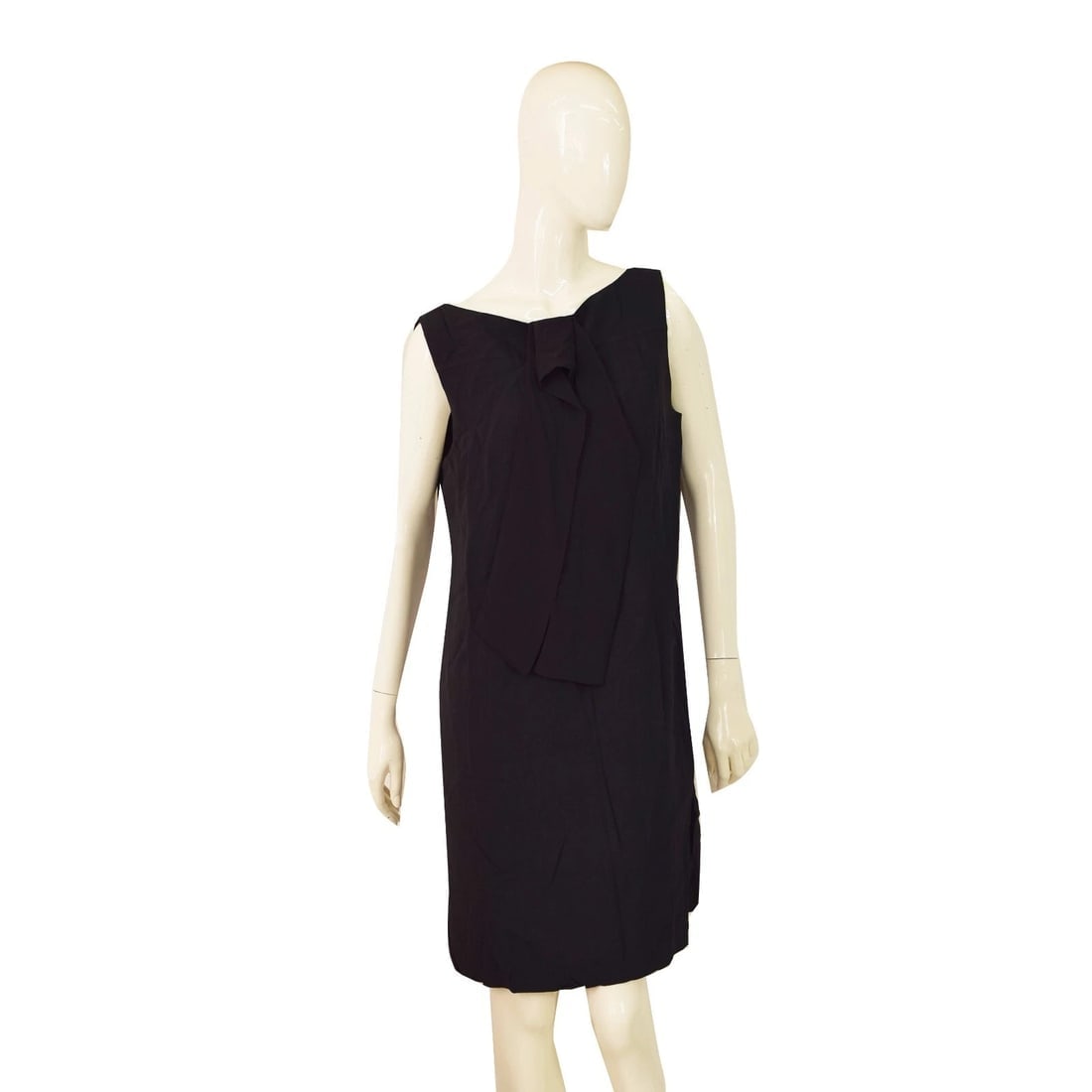Benetton Black Sleeveless Mini Length Tank Dress Back Zipper Size L (1 of 7)