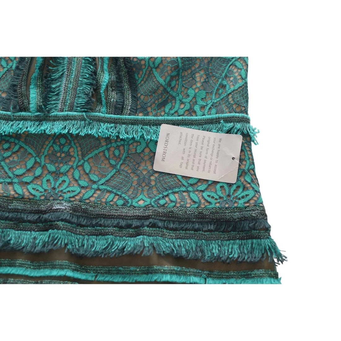 Tadashi Shoji Blue Knee Length Sleeveless Sequined Lace Dress w. Fringes size 10 - 6