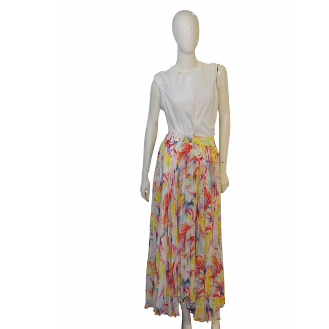 Alice + Olivia Multicolor Abstract Print Pleated Long Maxi Skirt size 4 (1 of 6)