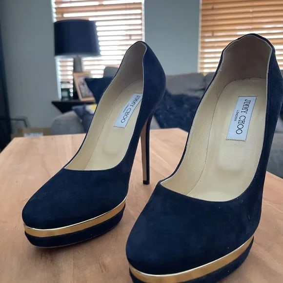 Gorgeous, Brand New, jimmy Choo Navy & gold platform pumps heels shoes 4… - 2