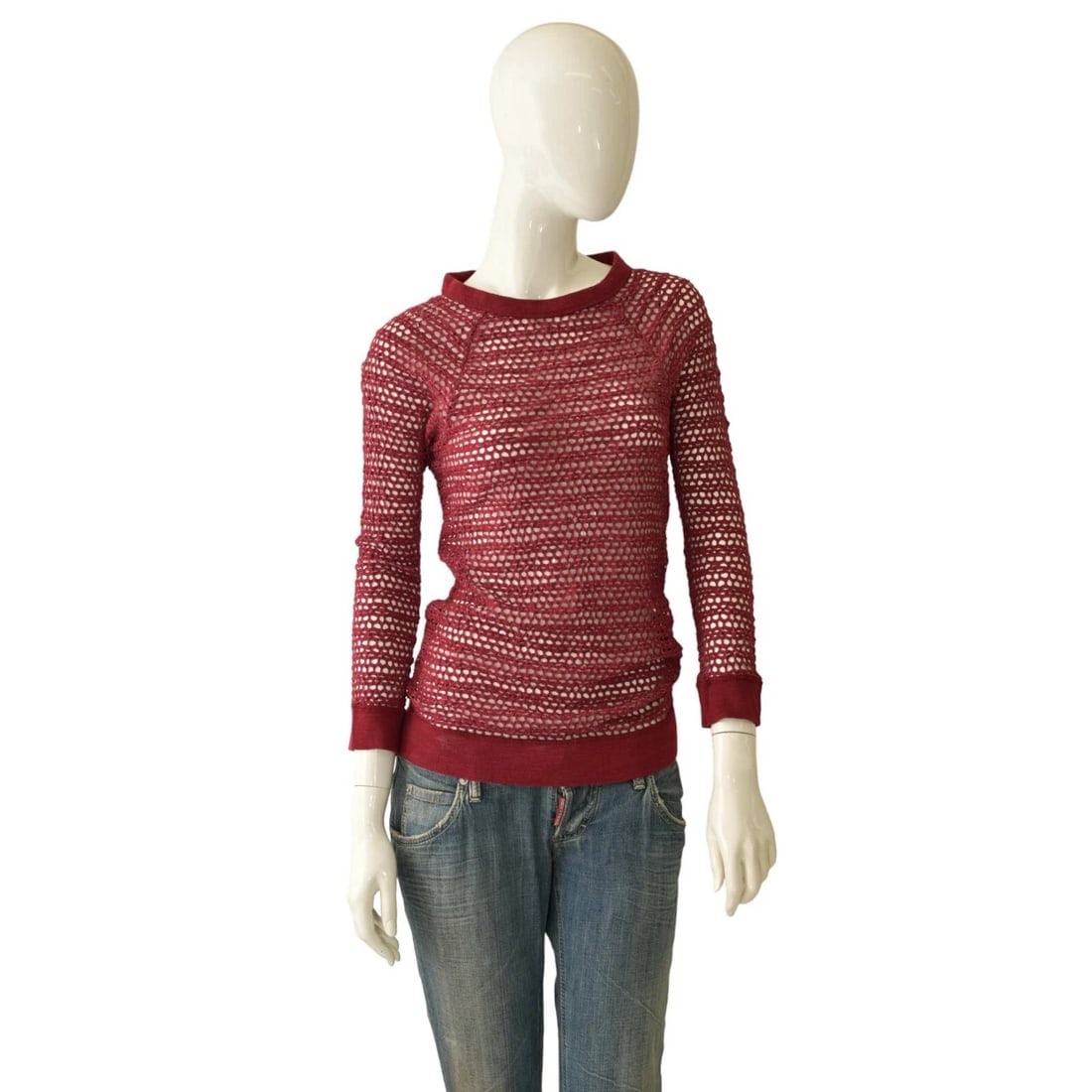 Isabel Marant Burgundy Perforated Elastic Sheer Fitted Blouse Top size 3: Title:Isabel Marant Burgundy Perforated Elastic Sheer Fitted Blouse Top size 3Description:Isabel Marant Burgundy Perforated Elastic Sheer Fitted Blouse Top size 3 This stylish top by Isabel Marant