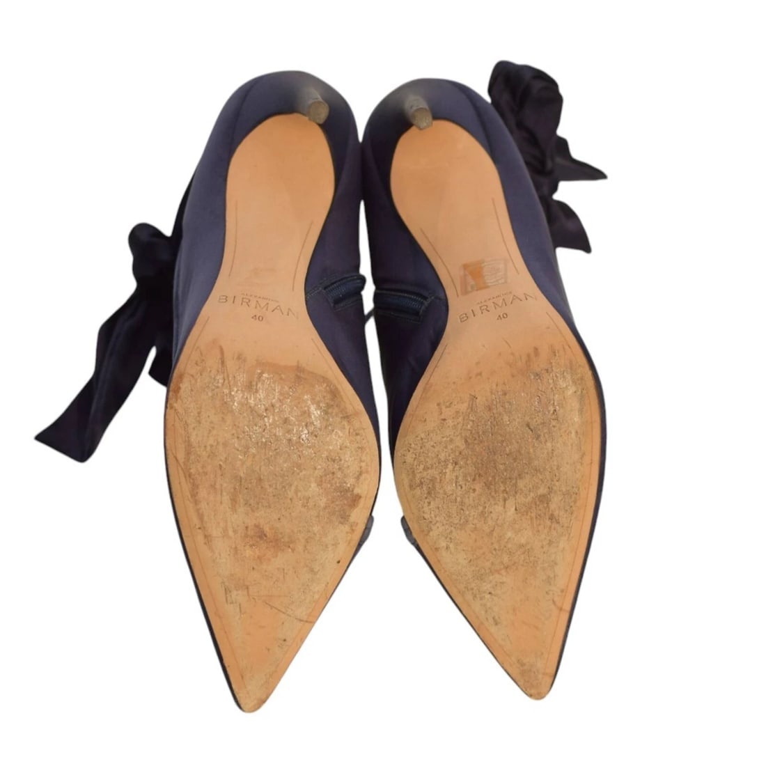 Alexandre Birman Blue Satin Pointed Toe Zip Ankle Booties Shoes size 40 w. Bow - 4