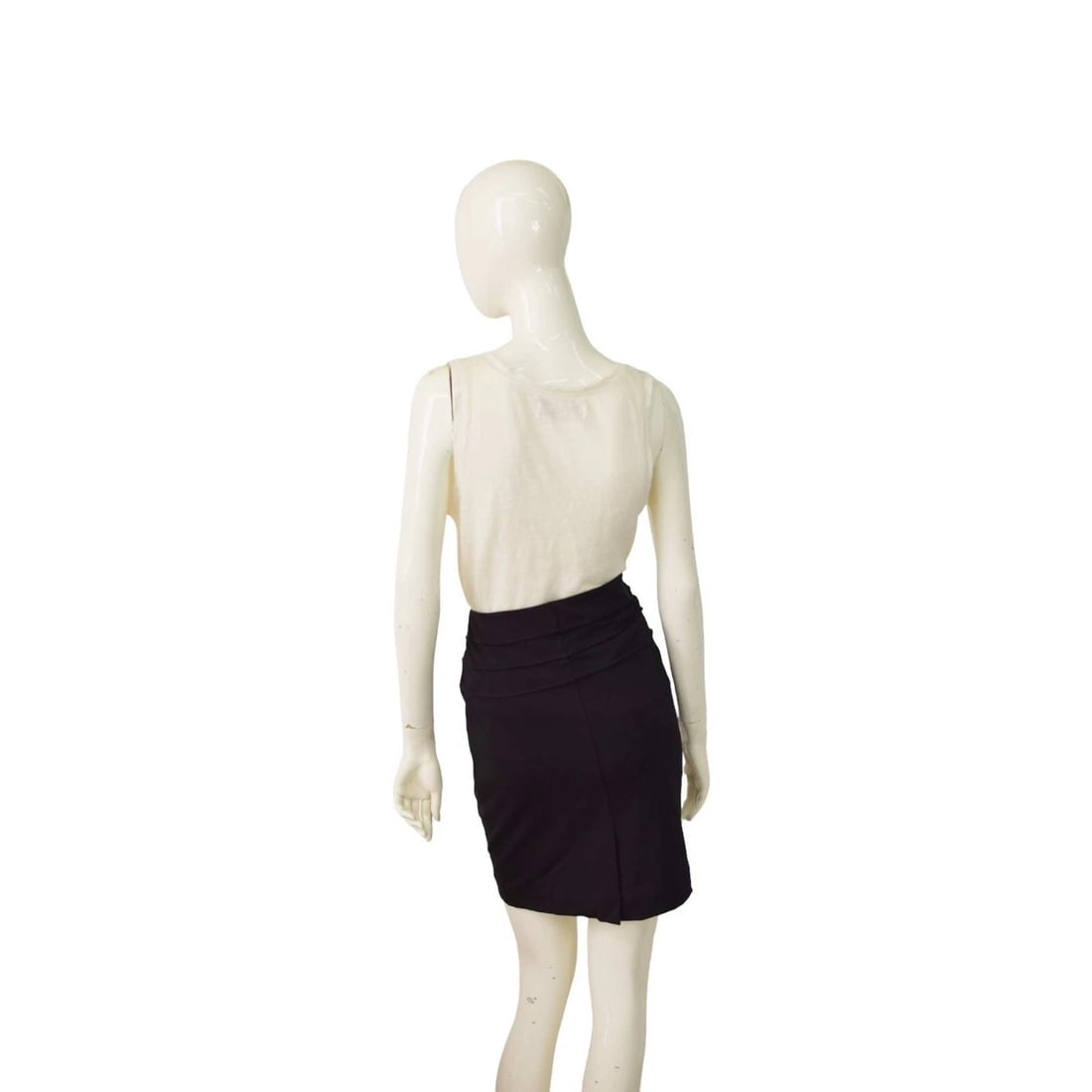Max Studio Black Stretch Elasticated Mini Length Skirt Back Slit size M - 2
