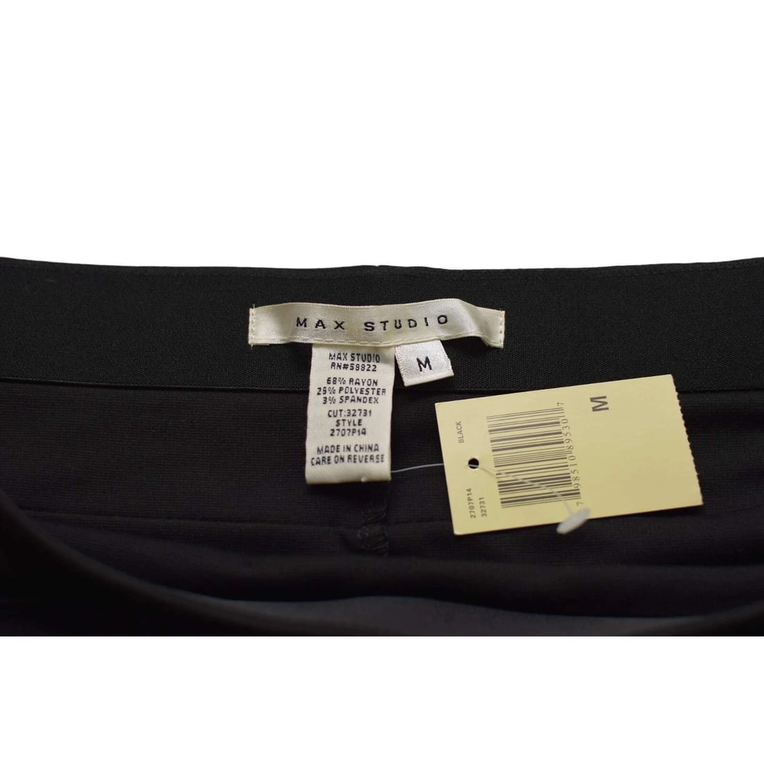 Max Studio Black Stretch Elasticated Mini Length Skirt Back Slit size M - 3