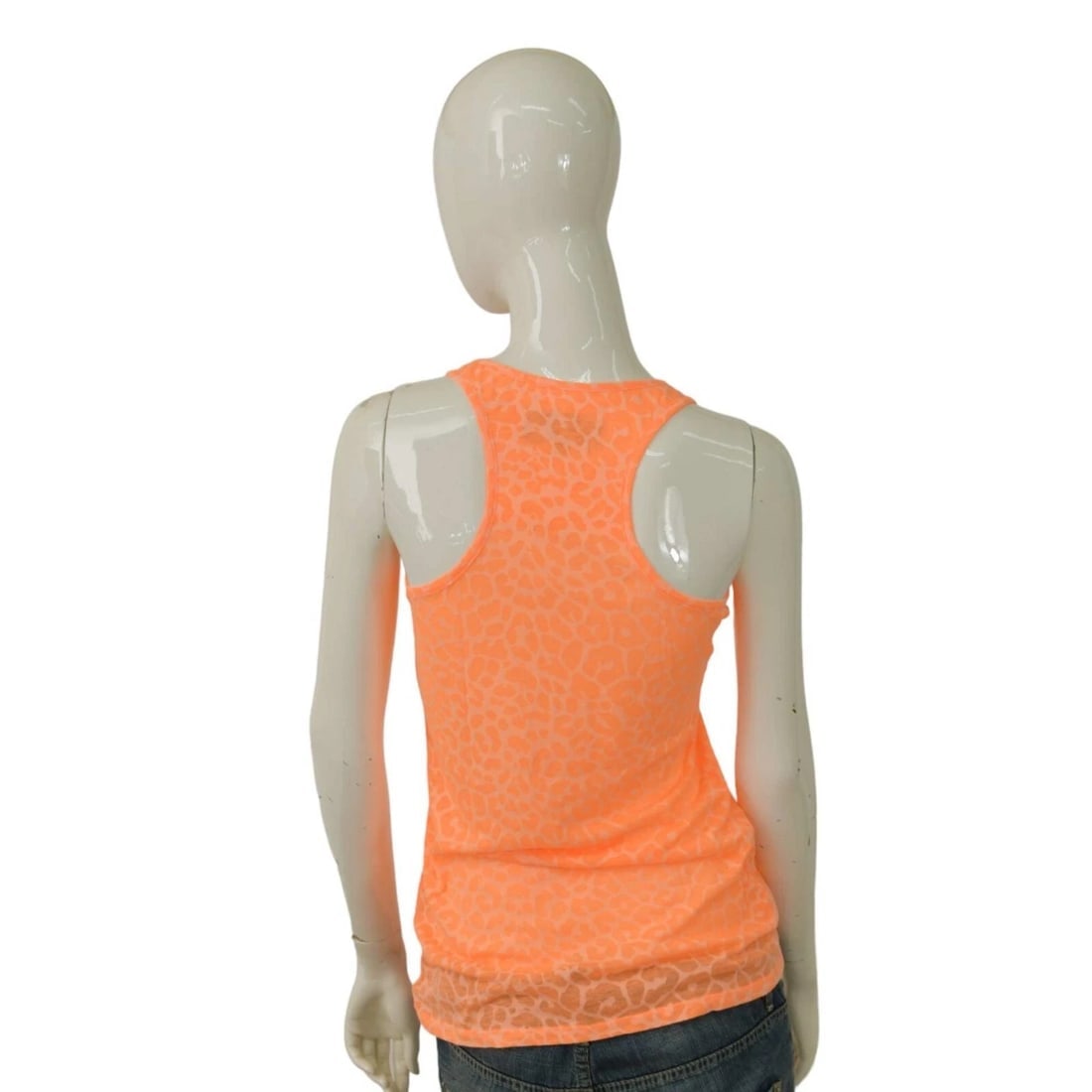 Philipp Plein Orange Leopard Print Skull Mickey Ears Tank Racer Back Top Size M - 2