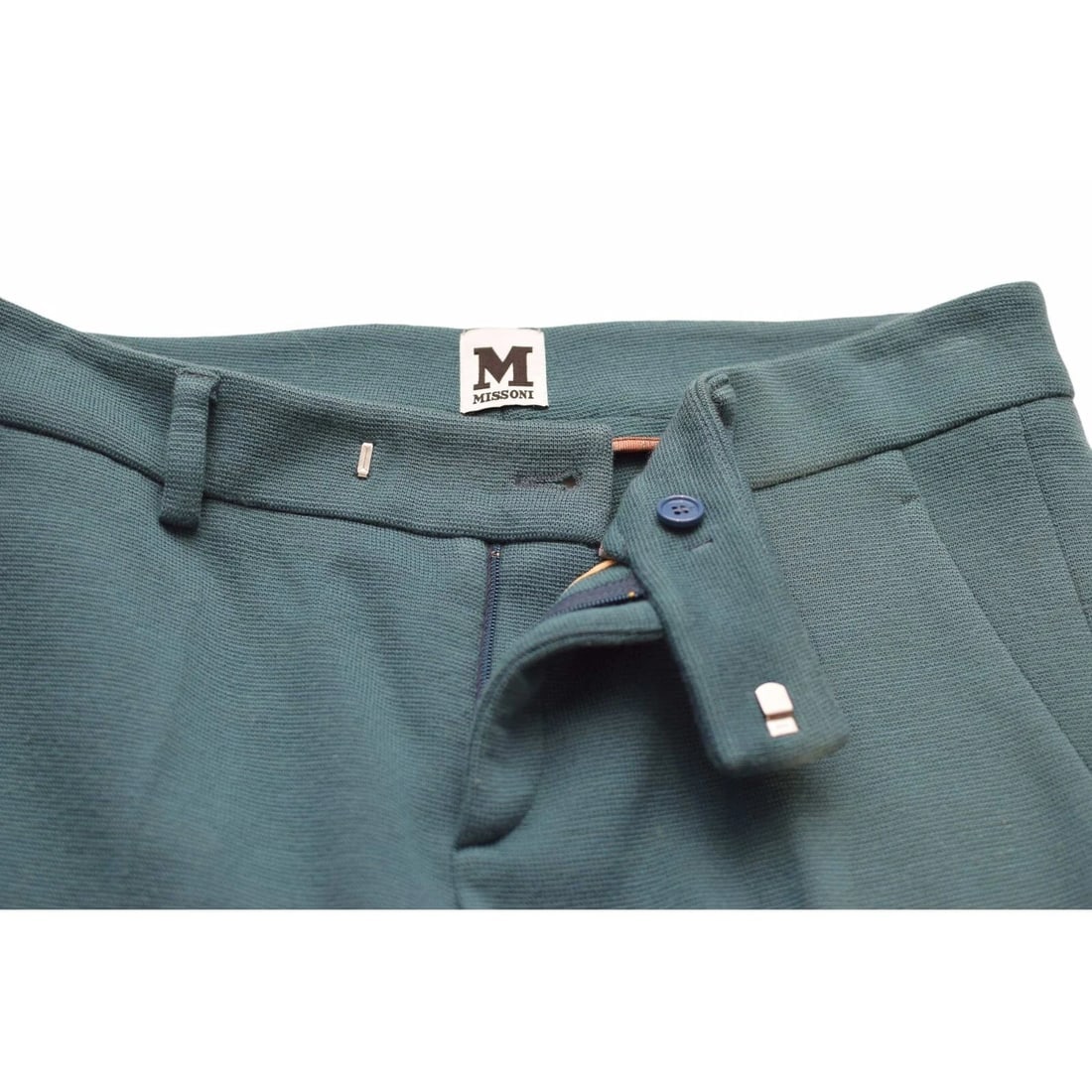 M Missoni Teal Color Woolen Knit Trousers Pants Size 40 - 4