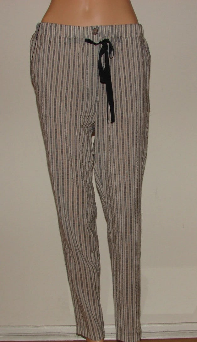 GIADA FORTE ITALY 2004 STRIPED COZY PANTS COTTON SILK SIZE III - 2
