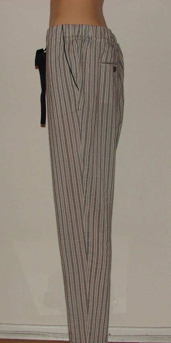 GIADA FORTE ITALY 2004 STRIPED COZY PANTS COTTON SILK SIZE III - 3