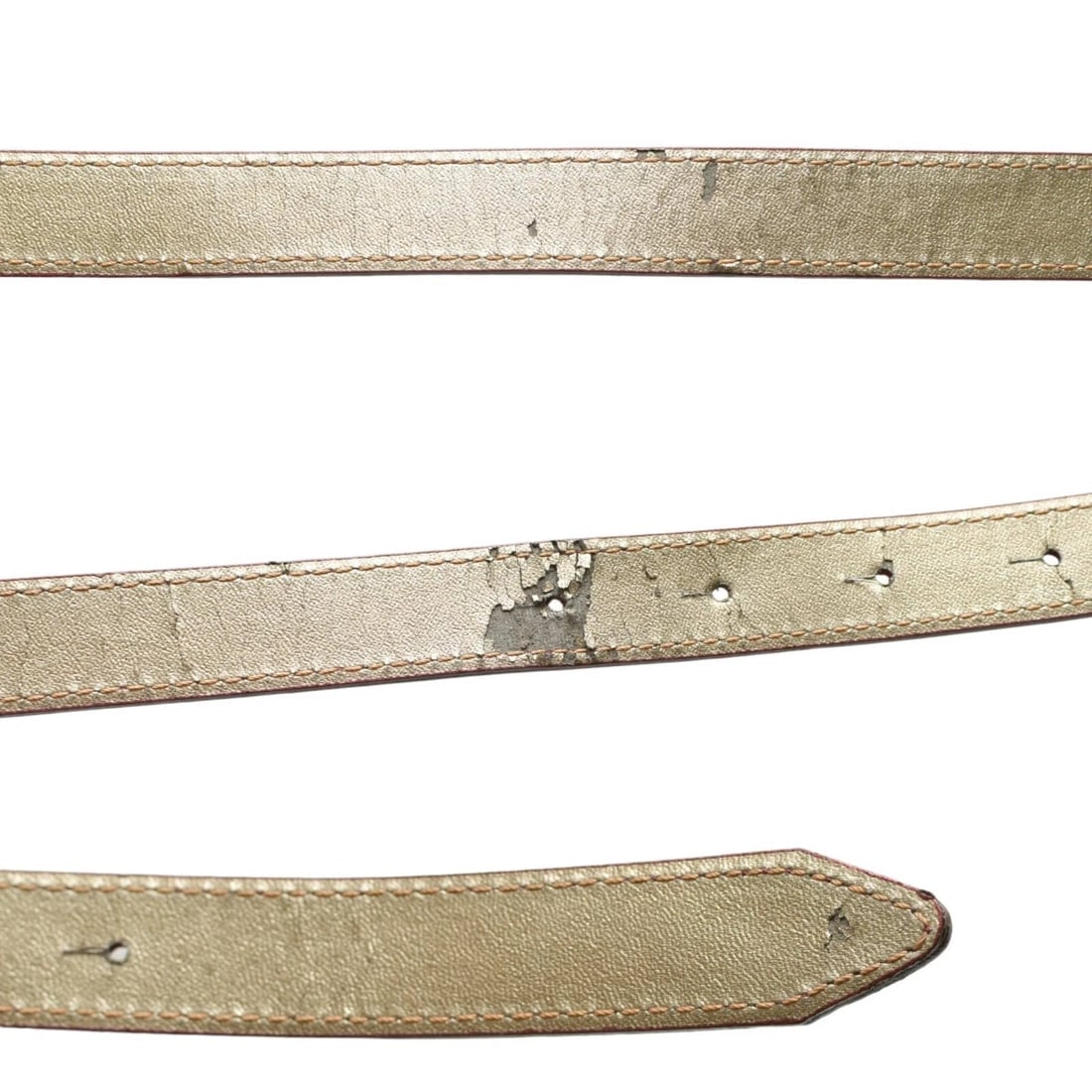 DOLCE & GABBANA WOMAN'S Dark Red Leather Brass Tone HW Skinny BELT Size 90 - 5