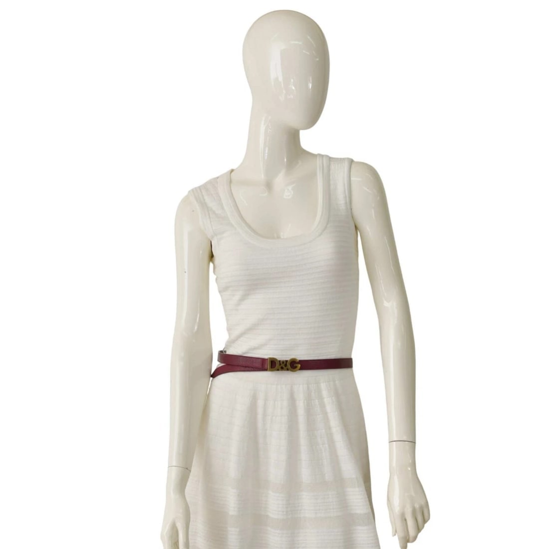 DOLCE & GABBANA WOMAN'S Dark Red Leather Brass Tone HW Skinny BELT Size 90 - 6