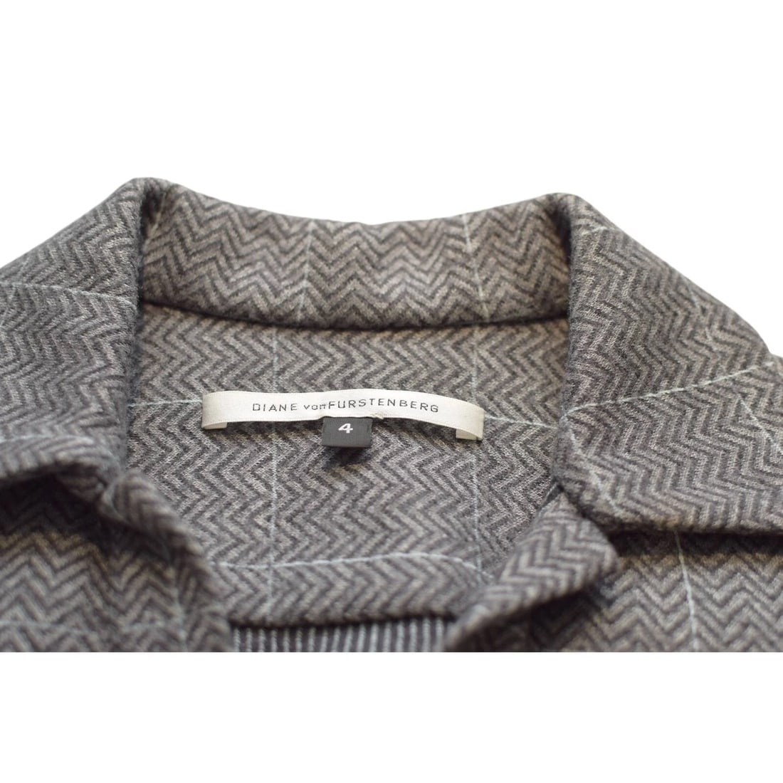 DVF Diane Von Furstenberg Bund Gray Herringbone Check Short Sleeve Mini Dress 4 - 3