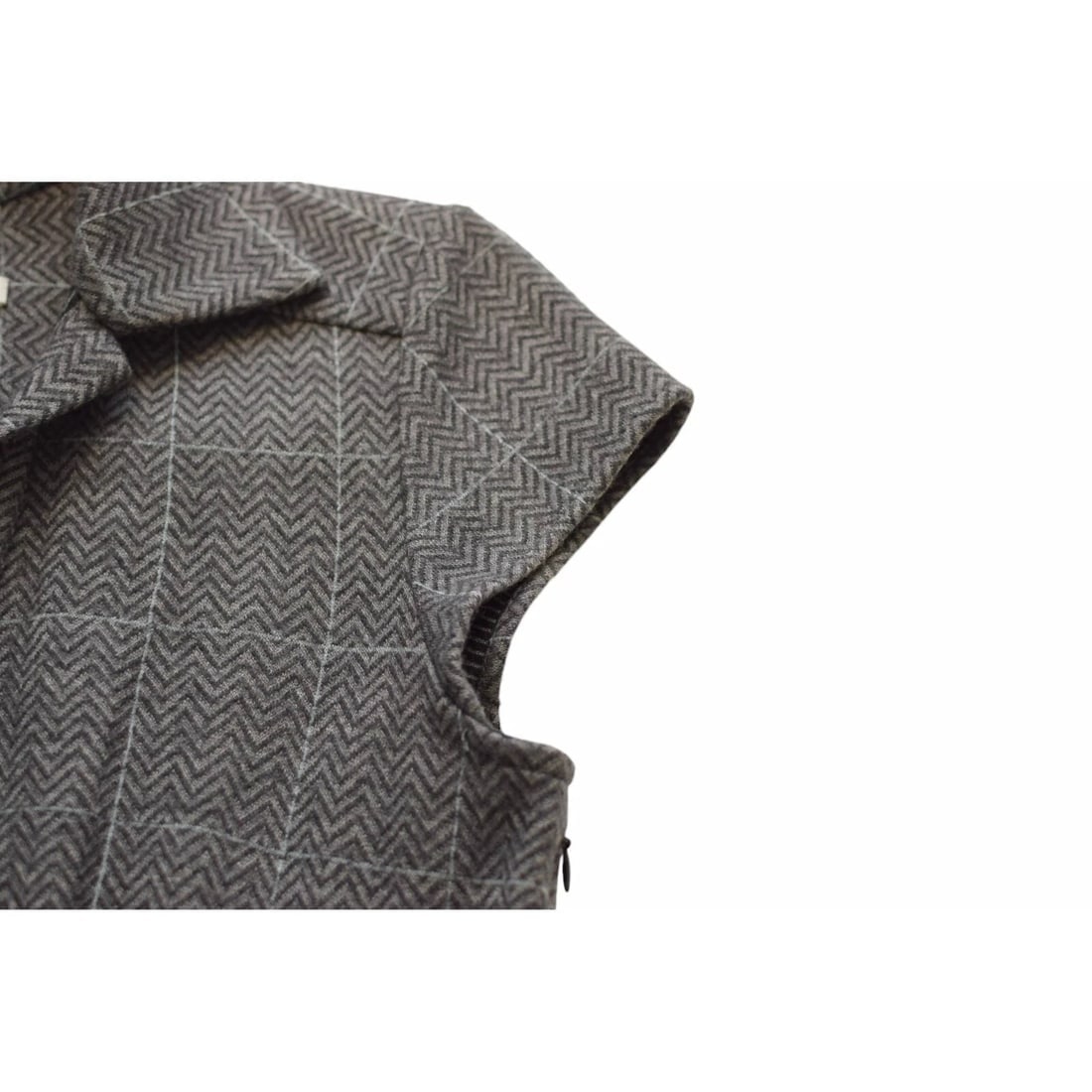 DVF Diane Von Furstenberg Bund Gray Herringbone Check Short Sleeve Mini Dress 4 - 5