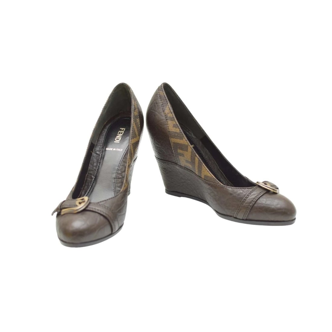 Fendi Brown Leather Monogram Zucca Details B Buckle Shoes Wedge Heels size 37: Title:Fendi Brown Leather Monogram Zucca Details B Buckle Shoes Wedge Heels size 37 Description:Fendi Dark Blue & Brown Mary Janes Leather Slingback Pumps Shoes white pearls 39 Fendi Brown Leather Mon