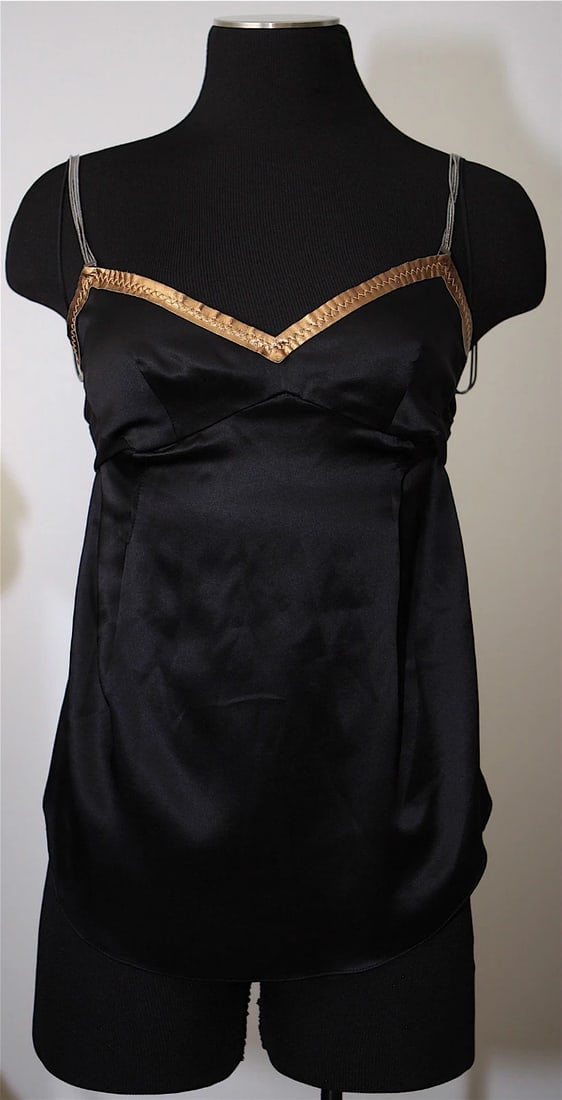 DOLCE & GABBANA MADE IN ITALY SILK LEATHER CHAIN STRAPS TOP TANK TOP BLOUSE - 10