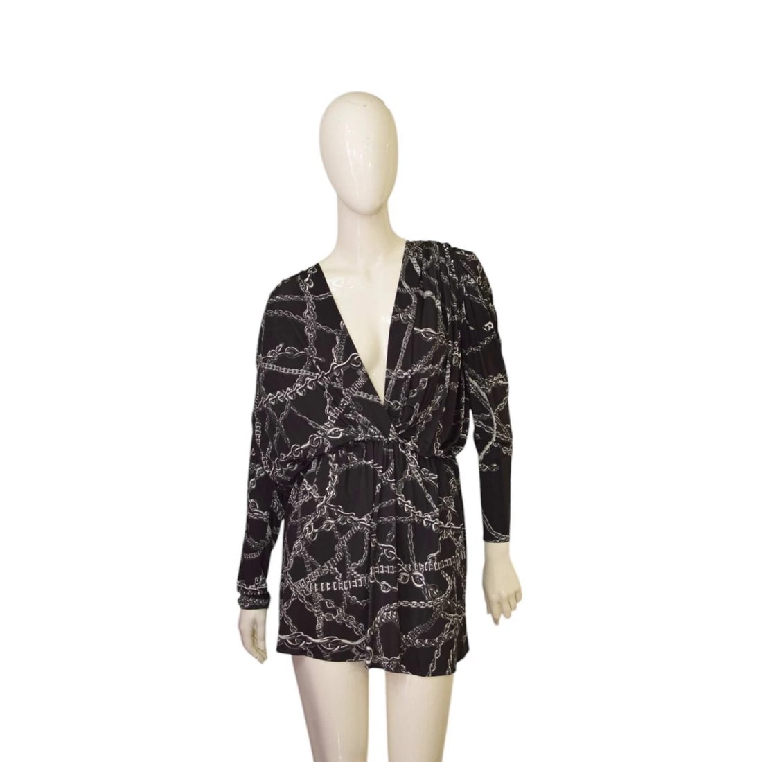 Balenciaga Chains Typo Black & White Viscose Mini Dress size 36 (1 of 8)