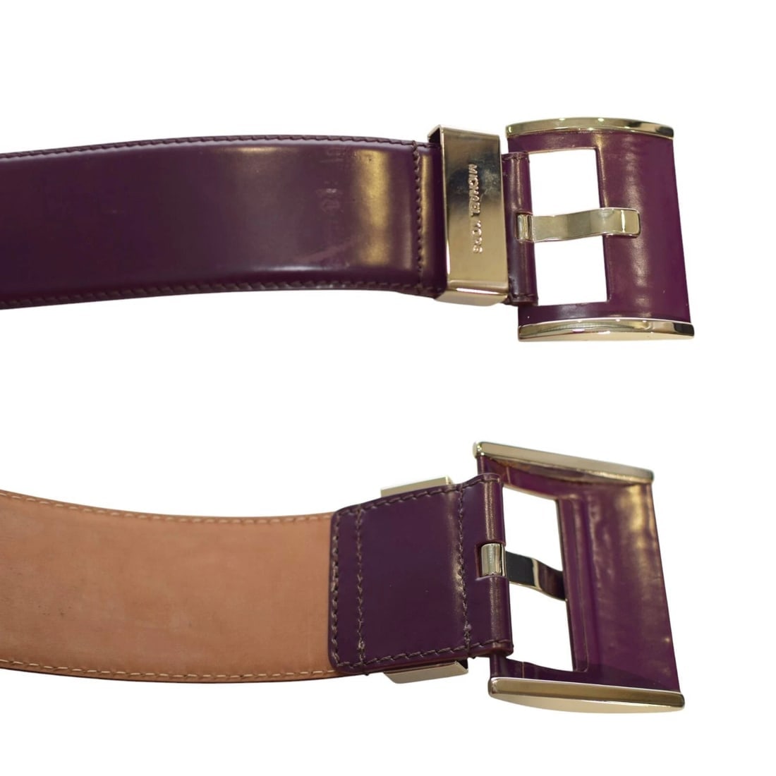 Michael Kors Purple Leather Silver TOne Hardware w. Logo Waist Belt size M - 3