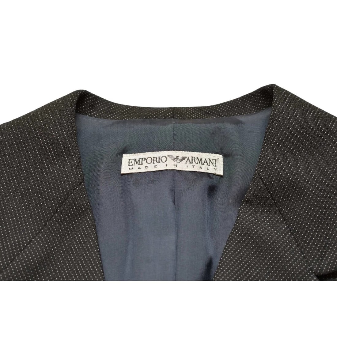 Emporio Armani Woolen Black & Dots Blazer Jacket Pants Trousers Suit Set size 48 - 4