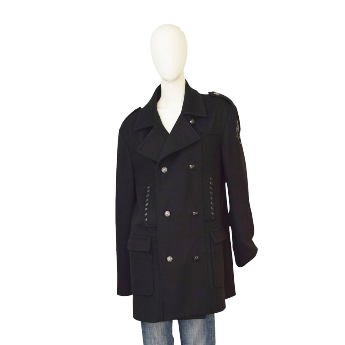 Faith Connexion Black Wool Double Breasted Warm Winter Coat size XXL (1 of 5)