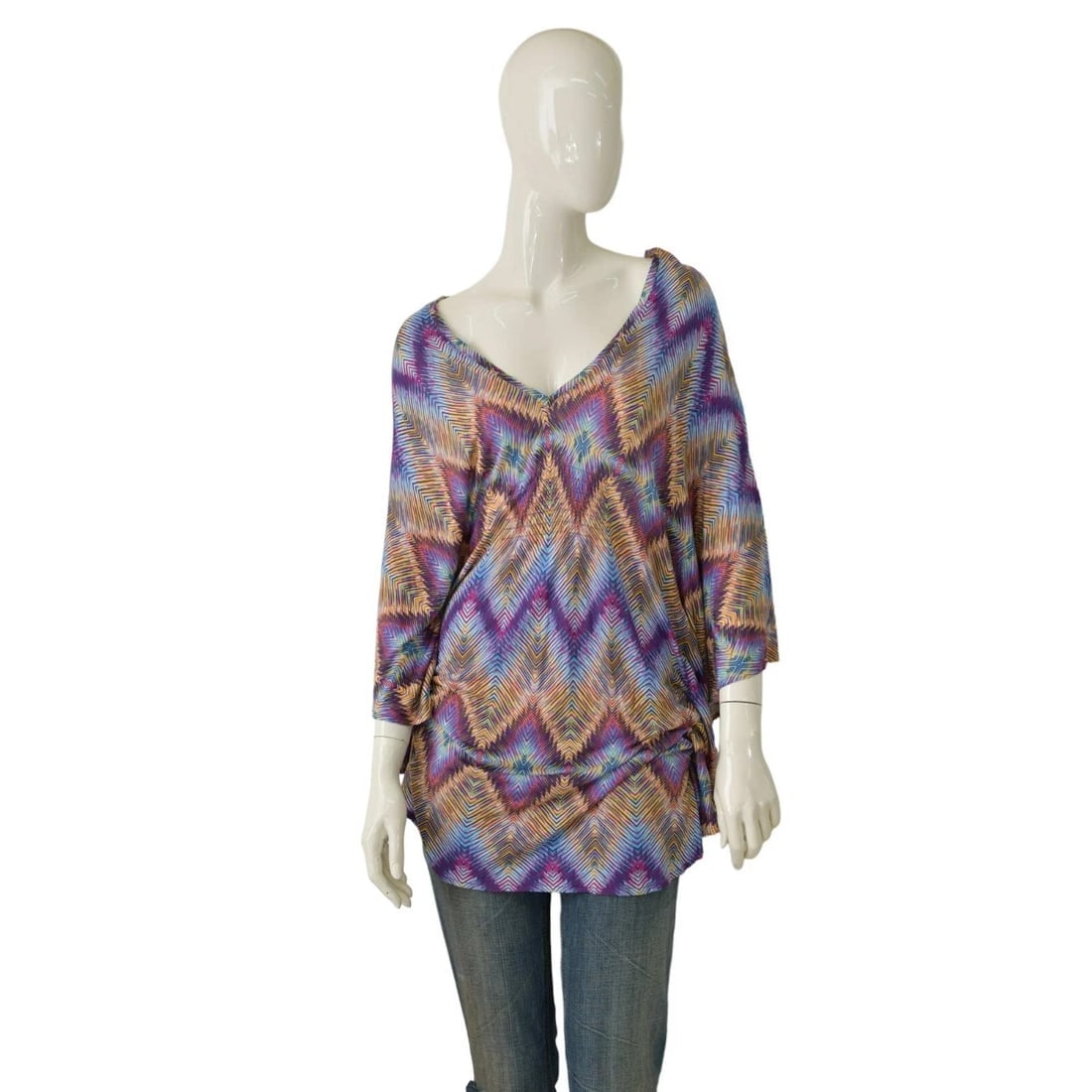 Melissa Odabash Multicolor Geometric Modal Tunic Blouse Top - size S (1 of 8)