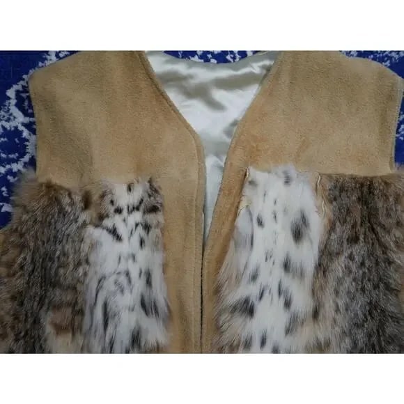 Homemade Boho Lynx & Suede Fur Vest Coat Jacket - 2