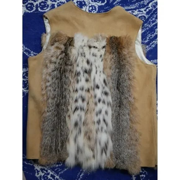 Homemade Boho Lynx & Suede Fur Vest Coat Jacket - 3