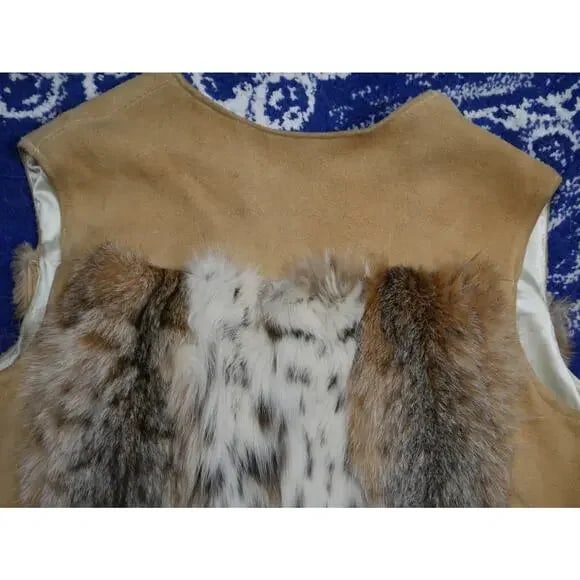 Homemade Boho Lynx & Suede Fur Vest Coat Jacket - 4