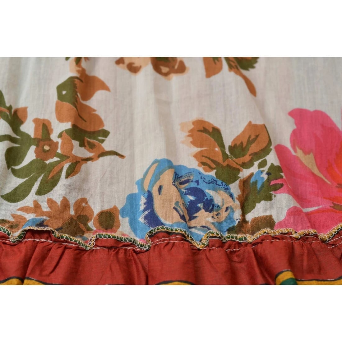 Antica Sartoria Floral Embroidery Cold Shoulders Pom Poms Tunic Blouse Top OS - 11