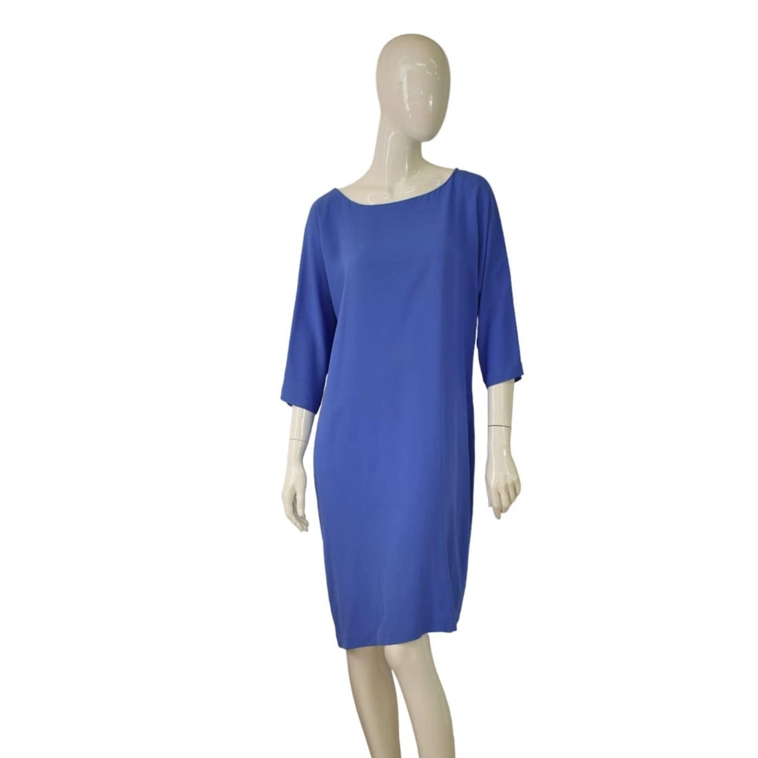 DVF Diane Von Furstenberg Maja Two Blue Silk Back Buttons Knee Dress size 14 (1 of 8)