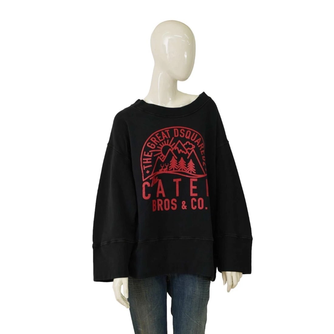 DSquared2 D2 Black w. Red Logo Oversize Sweatshirt Sport Casual Top - Size XS: Title:DSquared2 D2 Black w. Red Logo Oversize Sweatshirt Sport Casual Top - Size XSDescription:DSquared 2 Black Button Down Front Womans Long Sleeve Fitted Shirt Top - SZ 44 DSquared2 D2 Black w.