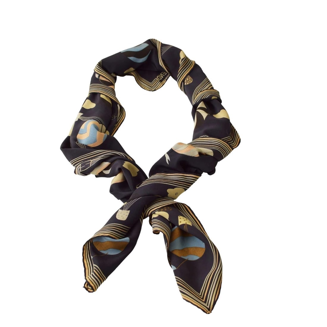 Fendi Blue Hot-Air Balloons Multicolor Square Silk Wrap Scarf Large Foulard (1 of 6)